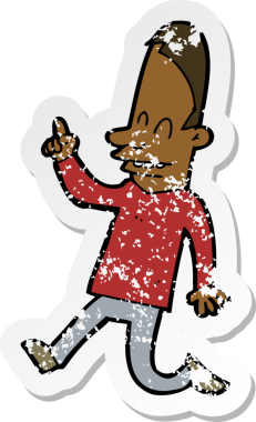 Bir insan tarafından çizilmiş mutlu bir adamın çizdiği karikatür yapıştırması.