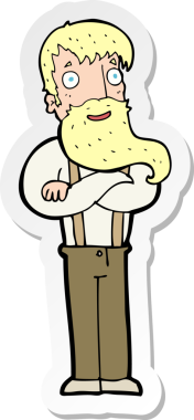 Bir insan tarafından çizilmiş sakallı hippi bir karikatür çıkartması.