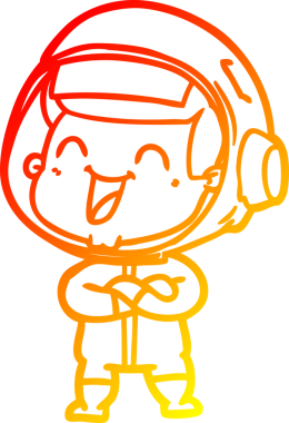 Bir insan tarafından çizilmiş mutlu bir astronotun sıcak çizgi çizimi