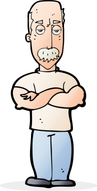 Bir insan tarafından çizilmiş bıyıklı kızgın bir adam.