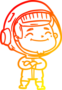 Bir insan tarafından çizilmiş mutlu bir astronotun sıcak çizgi çizimi