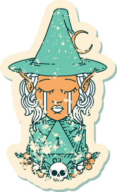 Retro Dövme Tarzı Ağlayan Elf Cadı Doğal bir D20 rulo ile Bir insan tarafından çizilmiş