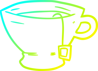 Bir insan tarafından çizilmiş bir fincan çayın soğuk gradyan çizgisi.