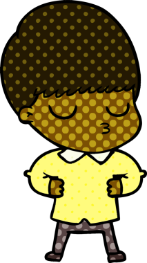 Bir insan tarafından çizilmiş sakin çocuk çizgi filmi.