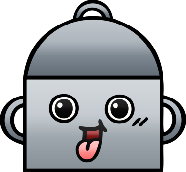 Bir insan tarafından çizilmiş tencerenin gölgeli karikatürü.