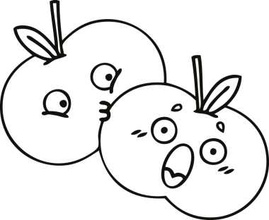 Bir insan tarafından çizilmiş elmaların çizgi çizimi