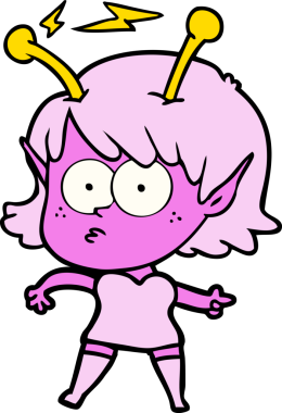 Bir insan tarafından çizilmiş uzaylı kız.