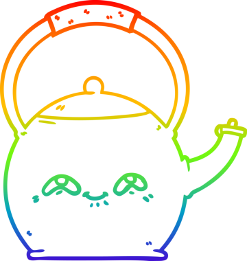 gökkuşağı gradyan çizgi çizimi bir insan tarafından çizilmiş bir çaydanlık