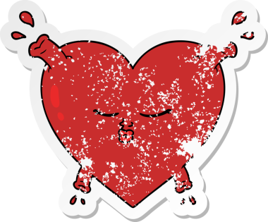 Bir insan tarafından çizilmiş karikatür bir kalbin sıkıntılı çıkartması.