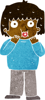 Bir insan tarafından çizilmiş endişeli bir çocuk.