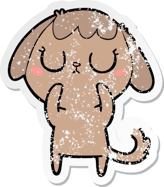 Bir insan tarafından çizilmiş şirin bir köpeğin sıkıntılı çıkartması.