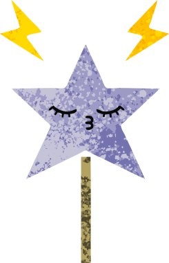 Bir insan tarafından çizilmiş sihirli bir değneğin retro çizim tarzı karikatürü.