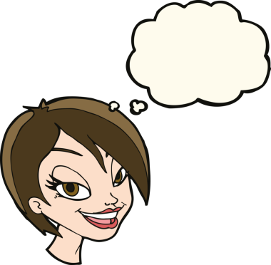 Bir insan tarafından çizilmiş düşünce kabarcığı olan güzel bir kadın yüzü.