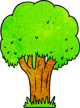 Bir insan tarafından çizilmiş el çizimi bir yaz ağacı karalaması.