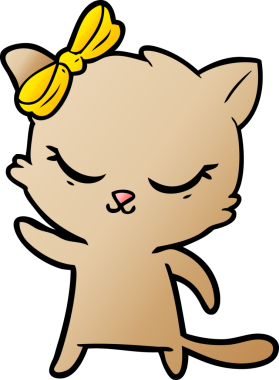 Bir insan tarafından çizilmiş sevimli çizgi film kedisi.