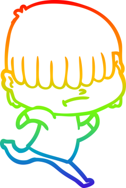 Bir insan tarafından çizilmiş dağınık saçlı bir çizgi film çocuğunun çizimi.