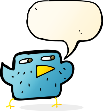 Bir insan tarafından çizilmiş konuşma balonlu çizgi film kuşu.