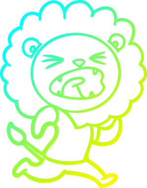 Bir insan tarafından çizilen çizgi film aslanının soğuk gradyan çizimi