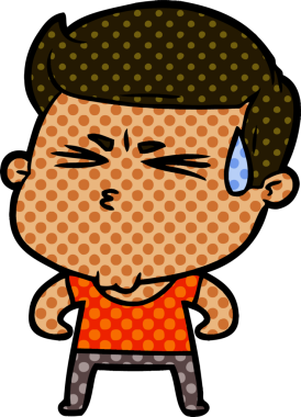 Bir insan tarafından çizilmiş terleyen çizgi film adamı.