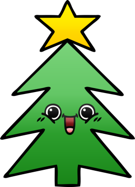 Bir insan tarafından çizilmiş bir noel ağacının gölgeli karikatürü.