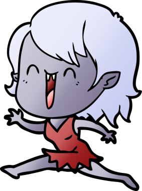 Bir insan tarafından çizilmiş mutlu vampir kız çizgi filmi.