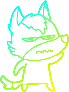 Bir insan tarafından çizilmiş, kızgın bir kurdun soğuk çizgi çizimi.