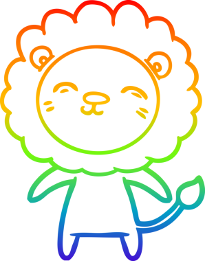 gökkuşağı gradyan çizgi çizimi bir insan tarafından çizilmiş bir aslan