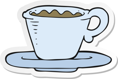 Bir insan tarafından çizilmiş bir kahve fincanının çıkartması.