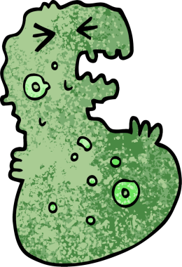 Bir insan tarafından çizilmiş grunge desenli illüstrasyon mikrobu.