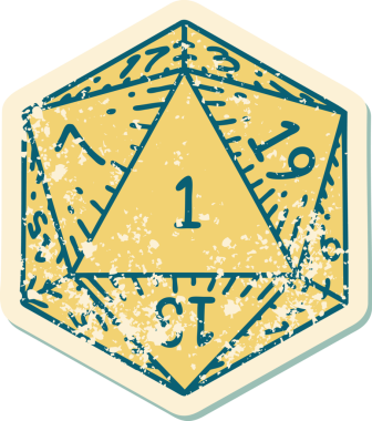 Retro Dövme Biçimi Doğal 1D20 zar bir insan tarafından çizildi