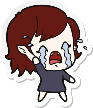 Bir insan tarafından çizilmiş ağlayan vampir bir kızın çıkartması.