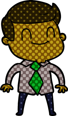 Bir insan tarafından çizilmiş çizgi film dostu bir adam.