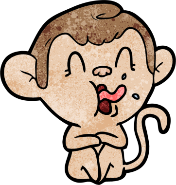 Bir insan tarafından çizilmiş çılgın çizgi film maymunu