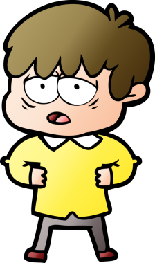 Bir insan tarafından çizilmiş bitkin çocuk çizgi filmi.