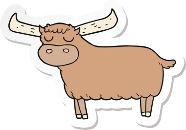 Bir insan tarafından çizilmiş bir çizgi film boğasının çıkartması.