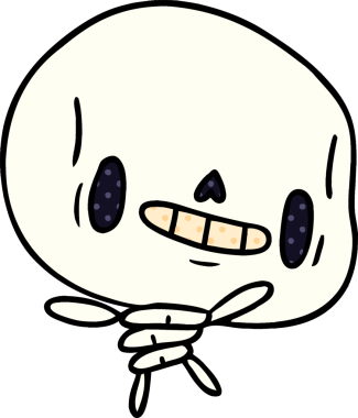 Bir insan tarafından çizilmiş güzel, ölü bir iskelet.