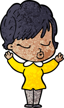 Bir insan tarafından çizilmiş gözleri kapalı çizgi film kadını.