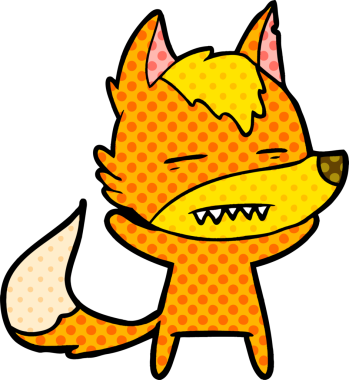 Bir insan tarafından çizilmiş tilki çizgi film karakteri