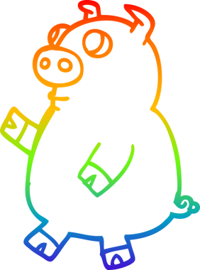 Gökkuşağı gradyan çizimi Bir insan tarafından çizilmiş komik domuz çizgi