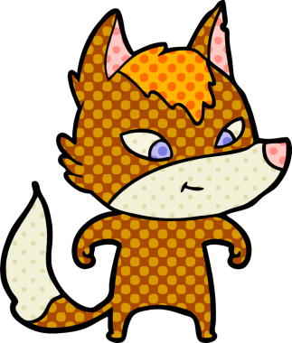 Bir insan tarafından çizilmiş tilki çizgi film karakteri