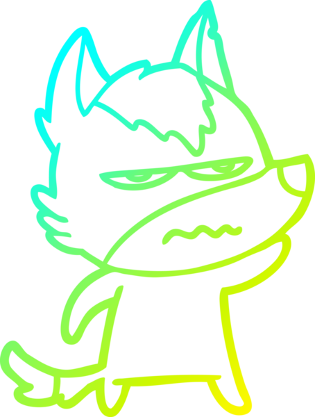 Bir insan tarafından çizilmiş, kızgın bir kurdun soğuk çizgi çizimi.