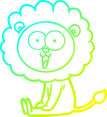 Bir insan tarafından çizilmiş mutlu çizgi film aslanı çizimi.