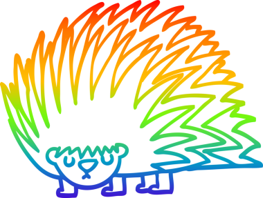 gökkuşağı gradyan çizgi çizimi Bir insan tarafından çizilmiş dikenli kirpi