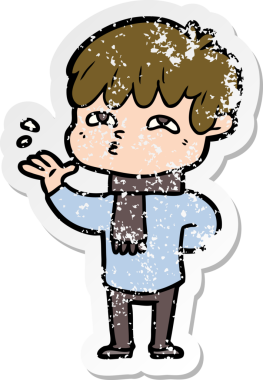 Bir insan tarafından çizilmiş garip bir adamın sıkıntılı çıkartması.