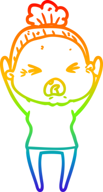 Bir insan tarafından çizilmiş kızgın yaşlı bir kadının çizimi.