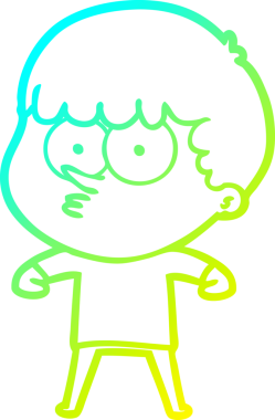 Bir çizgi film karakteri çizen soğuk gradyan bir insan tarafından çizilmiş meraklı çocuk.