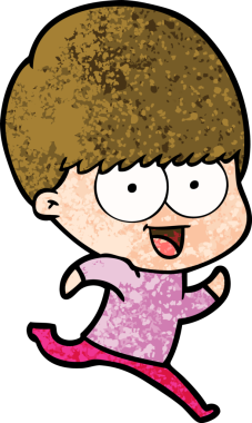 Bir insan tarafından çizilen mutlu çizgi film çocuğu.