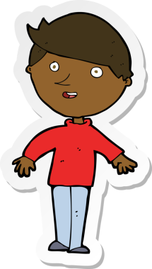 Bir insan tarafından çizilmiş mutlu bir adamın çıkartması.