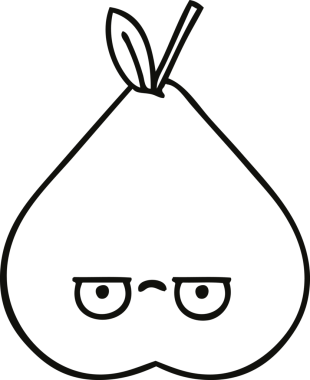 Bir insan tarafından çizilmiş yeşil bir armut çizimi.