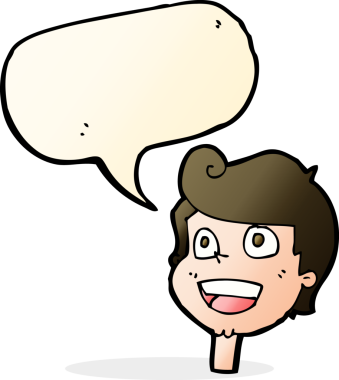 bir insan tarafından çizilmiş konuşma baloncuklu mutlu bir yüz.